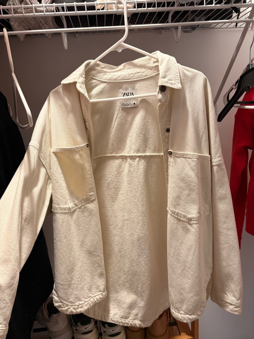 ZARA Off-White Button Front Overshirt